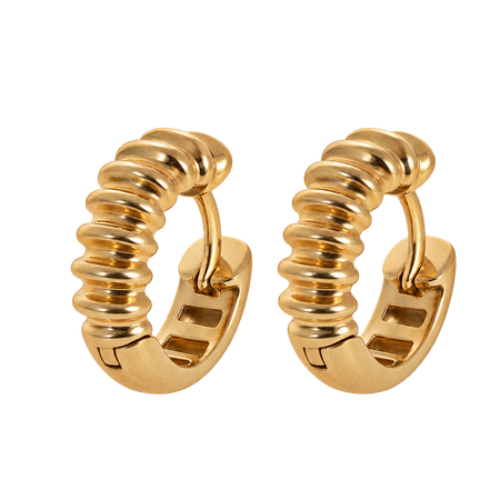 Brinco Pequeno de Argola Trabalhada em Ouro Amarelo