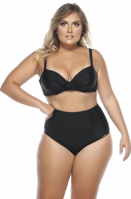 Foto do produto Sutiã Plus Size Drapeado, Bojo, Alça Regulável, Preto