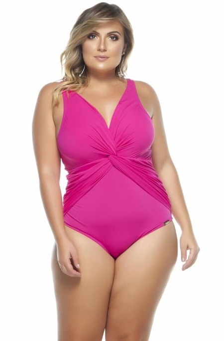 Maiô Plus Size Com Torção Frontal E Drapeado Lollipop