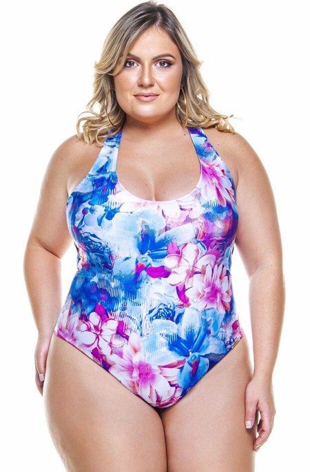 Maiô Fio Com Bojo Plus Size Dálias