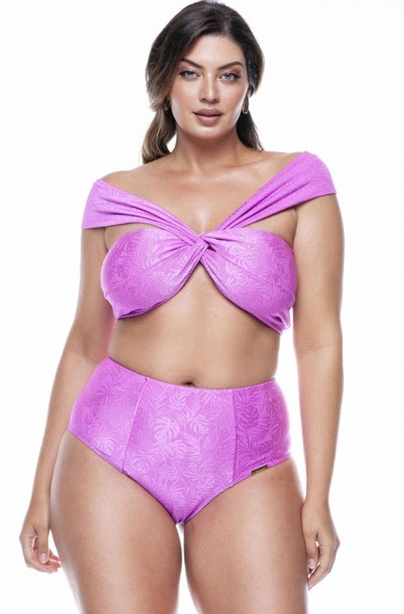 Sutiã Plus Size Alças Largas Cruzadas Nas Costas, Rosa Texturizado