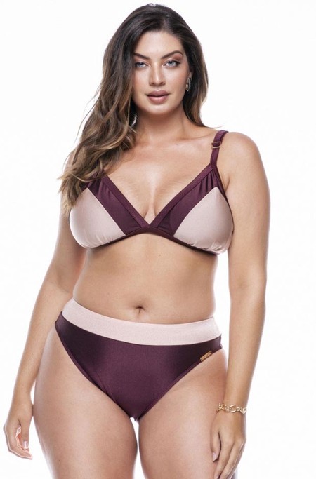 Sutiã Plus Size Cortina, Alças Com Regulagem, Vinho E Chantilly