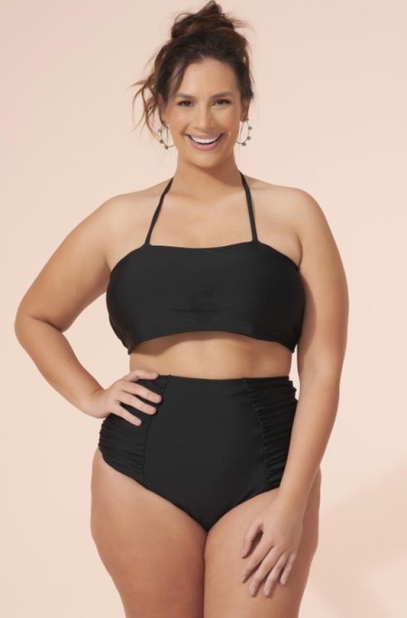 Sutiã Plus Size Faixa, Alça Fina Fixa, Preto