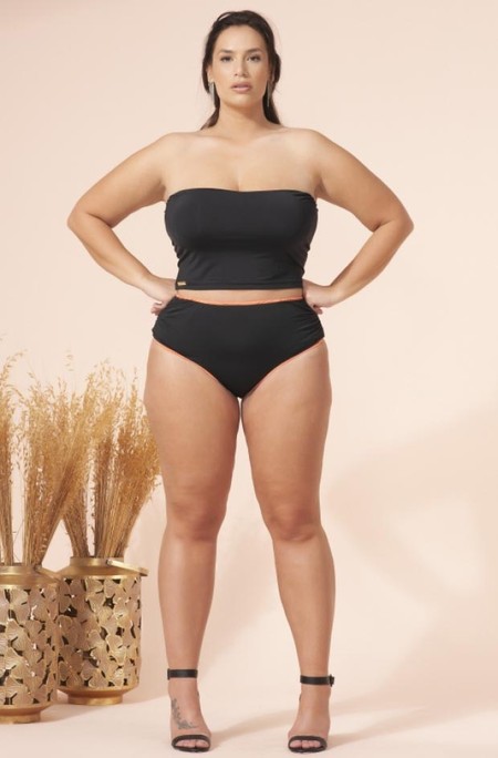 Sutiã Plus Size Faixa, Drapeado Nas Costas, Bojo, Preto