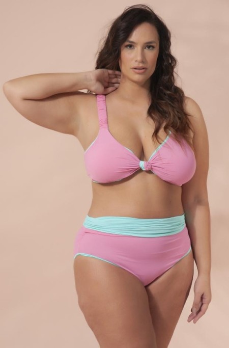 Sutiã Plus Size Bojo Removível, Alça Larga, Verde Água E Bubblegum