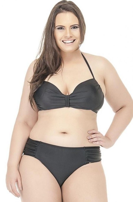 Calcinha Plus Size Franzida Na Lateral Preta