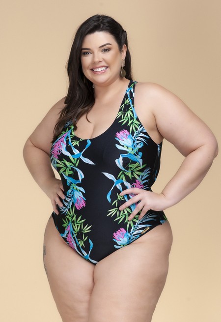 Maiô Plus Size Fio, Com Bojo, Bromélias