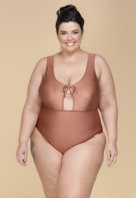 Maiô Plus Size Com Bojo, Argola No Busto Cobre