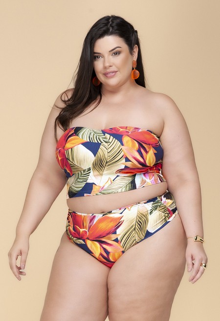 Calcinha Larga Drapeada Plus Size Fio Reversível Capadócia E Marinho