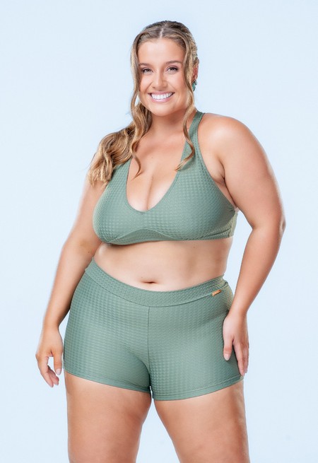 Sutiã Plus Size Costas Nadador, Verde Texturizado