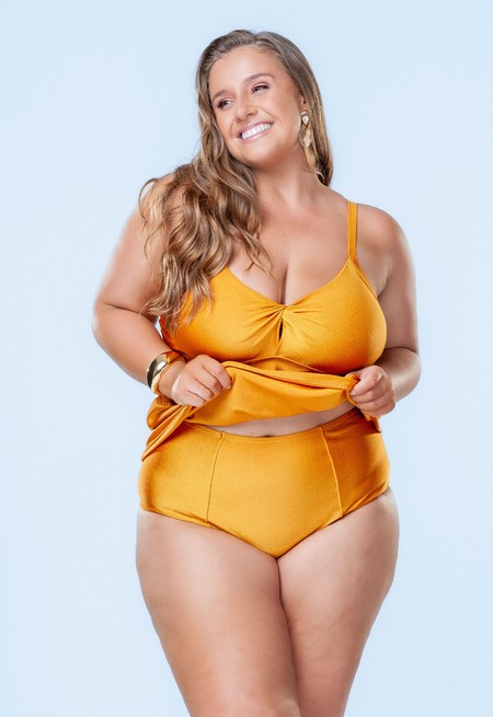 Blusa Tankini Plus Size, Alça Regulável, Damasco