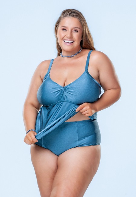 Blusa Tankini Plus Size, Alça Regulável, Galáxia