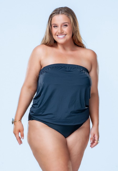 Maiô Plus Size Com Bojo, Em Duas Peças, Preto