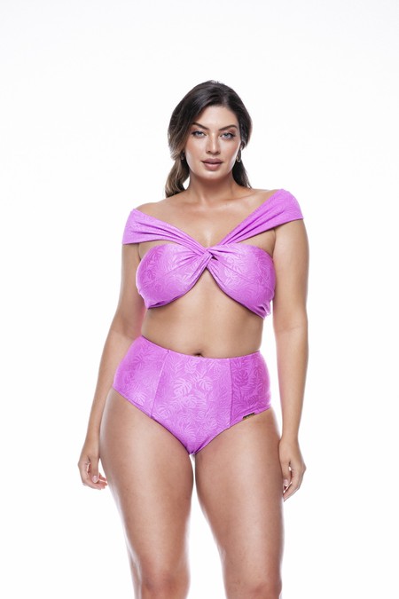 Calcinha Alta Estilo Hot Pant Rosa Texturizado