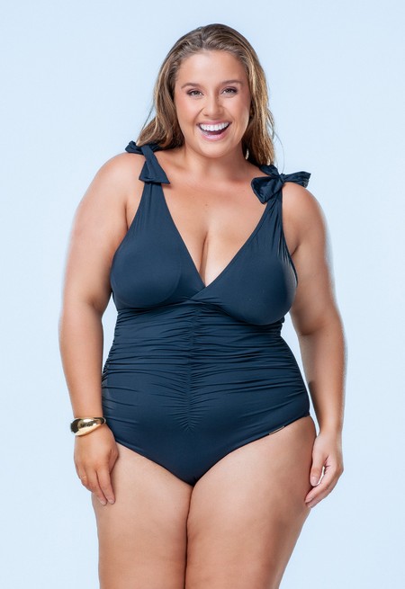 Maiô Plus Size Bojo Ideal Para Altas Com Quadril Mais Largo, Preto