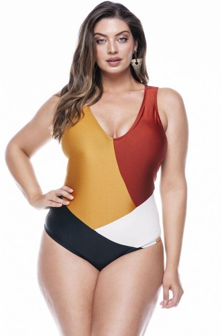 Maiô Plus Size Com Bojo, Quatro Cores Preto, Damasco, Telha, Pérola