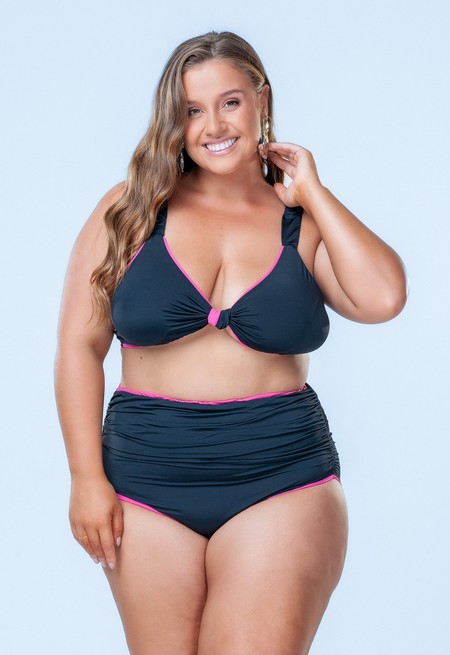 Calcinha Plus Size Reversível Em Duas Cores, Lollipop e Preto