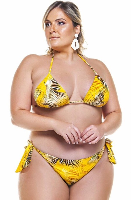 Calcinha Plus Size Com Amarração Lateral Buriti Amarelo