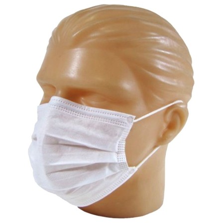 Máscara Cirúrgica Descartável Branca Tripla Camada com Elástico - 50 unidades