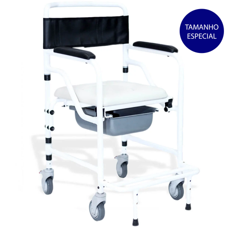 Cadeira de Banho Higiênica Dobrável Ortobras Banho Flex PLUS com Assento Estofado e Coletor