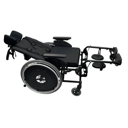Cadeira de Rodas Reclinável Alumínio Ortomobil MA3R Dobrável X com Apoio de Cabeça