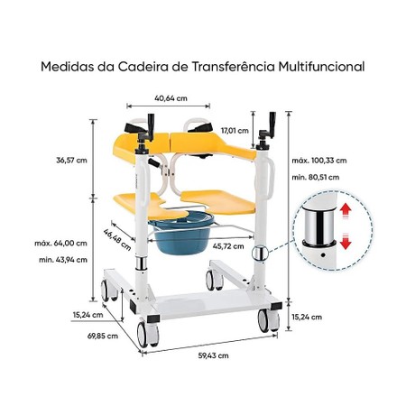 Cadeira Higiênica Multifuncional Transferência da Longevitech