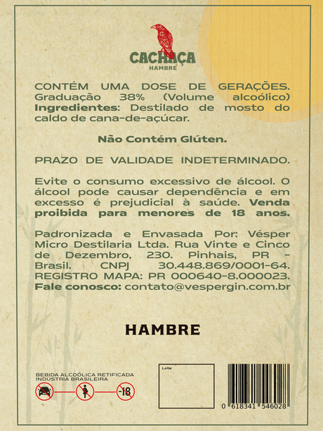 CACHAÇA HAMBRE PRATA 900ML - CX 6 UNIDADES