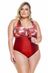 Maiô Plus Size Nó No Centro Do Busto Telha Com Oriental