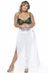 Saia Longa Plus Size, Fenda Lateral, Renda Branca
