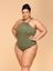 Maiô Plus Size Gargantilha, Com Metal No Decote, Bojo, Alcaparra