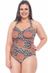 Maiô Plus Size Com Busto Duplo Na Estampa Crochê
