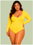Maiô Plus Size Manga Longa, Amarelo