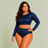 Blusa Plus Size, Manga Longa, Sem Forro, Blue Night