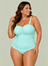 Maiô Tomara Que Caia Plus Size Drapeado Com Bojo E Arco Verde Água