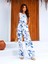 Conjunto em Viscose Sarjada Estampa Floral Azul