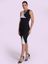 Vestido Drapeado Sem Manga com Detalhe Lateral Preto e Branco