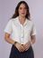 Camisa Cropped com Botões e Bolsos Frontais Off White