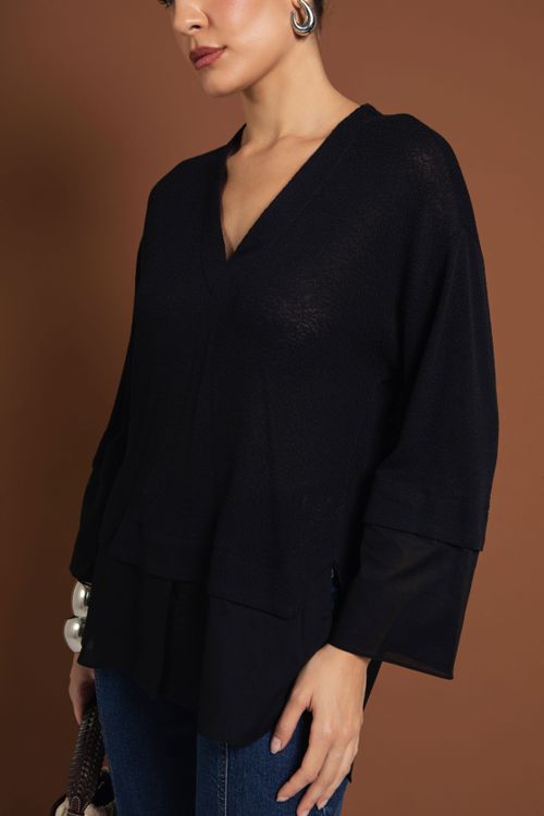 BLUSA MALHA TRICOT/VOIL