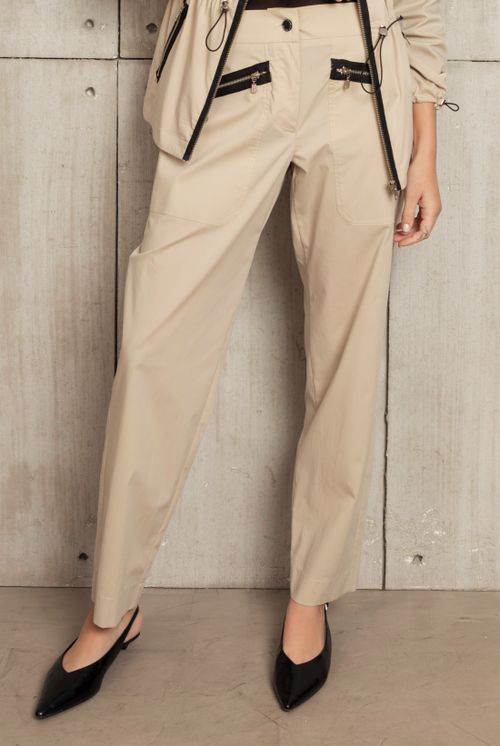 CALÇA ALGODÃO ZIPERES CAQUI