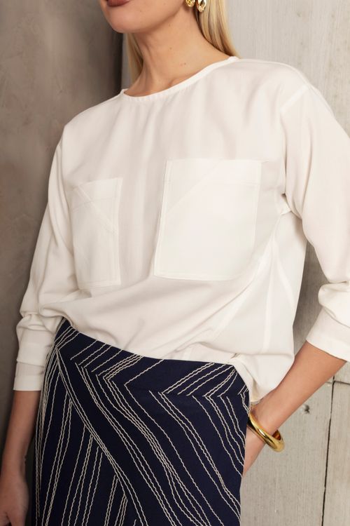 BLUSA BOLSOS DET. COSTA OFF WHITE
