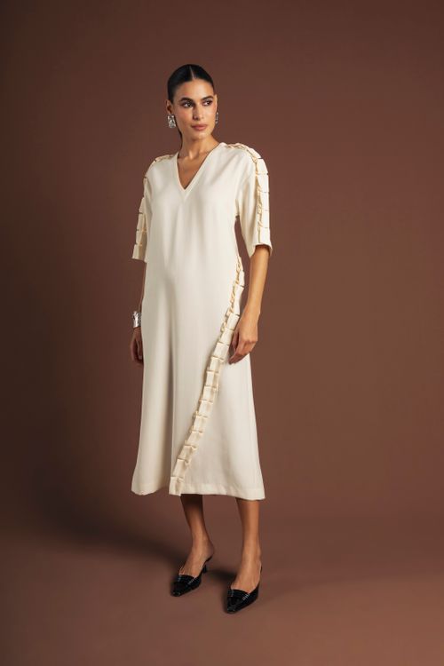 VESTIDO DOBRADURA OFF WHITE