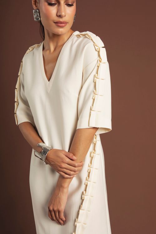 VESTIDO DOBRADURA OFF WHITE