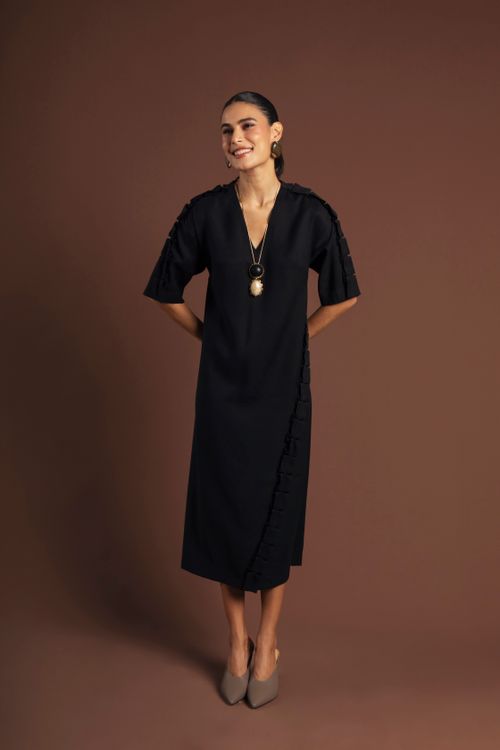 VESTIDO DOBRADURA PRETO