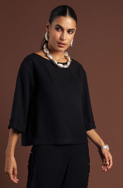 BLUSA COM DOBRADURA PRETO