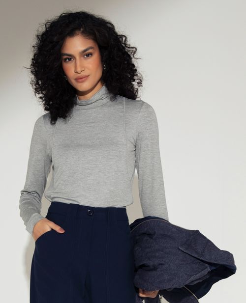 BLUSA MALHA SLIN CINZA CLARO