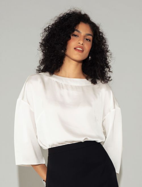 BLUSA CETIM DECOTE COSTAS OFF WHITE