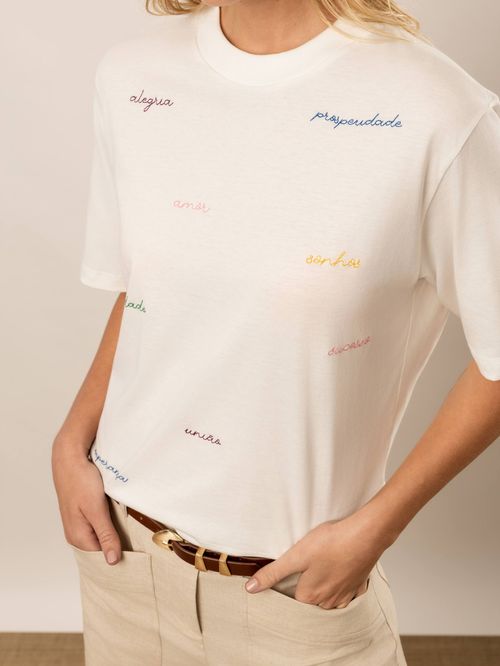 T-SHIRT BORDADO FRASE