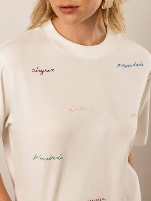 T-SHIRT BORDADO FRASE