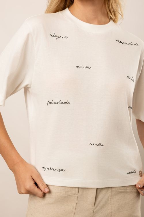 T-SHIRT BORDADO FRASE