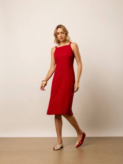 VESTIDO CREPE ASSIMETRICO